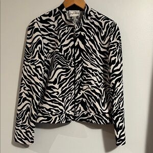 Joseph Ribkoff Black and White Zebra-Print Blazer, sz 10